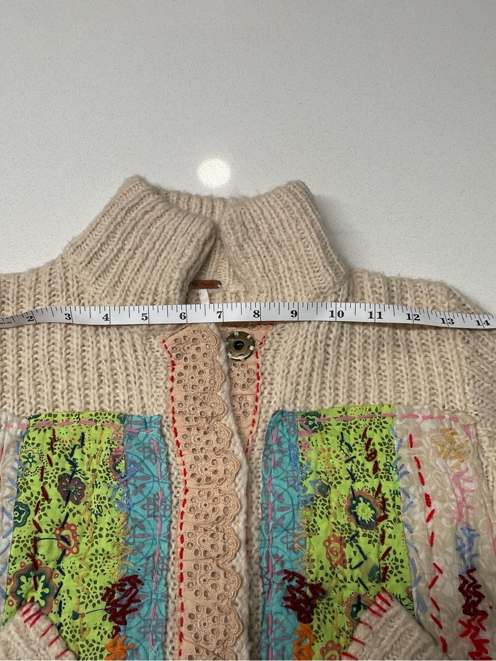 Vintage Free People Grandma Goes West Patchwork Knit Cardigan Sweater - Picture 12 of 14